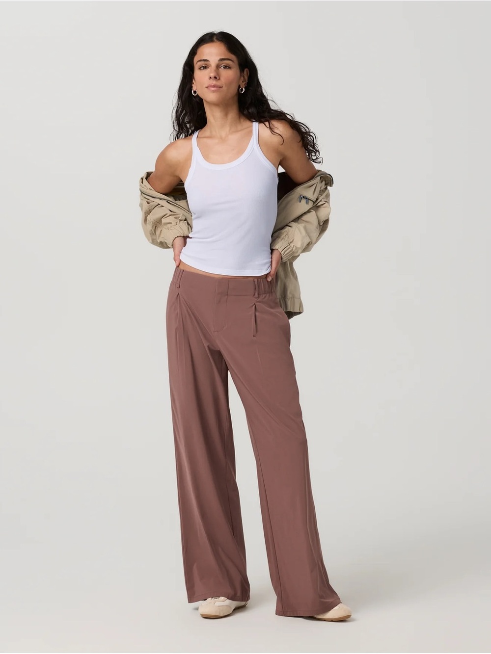 Vuori Villa Wide-Leg Trouser Pants in Sable Size XS
